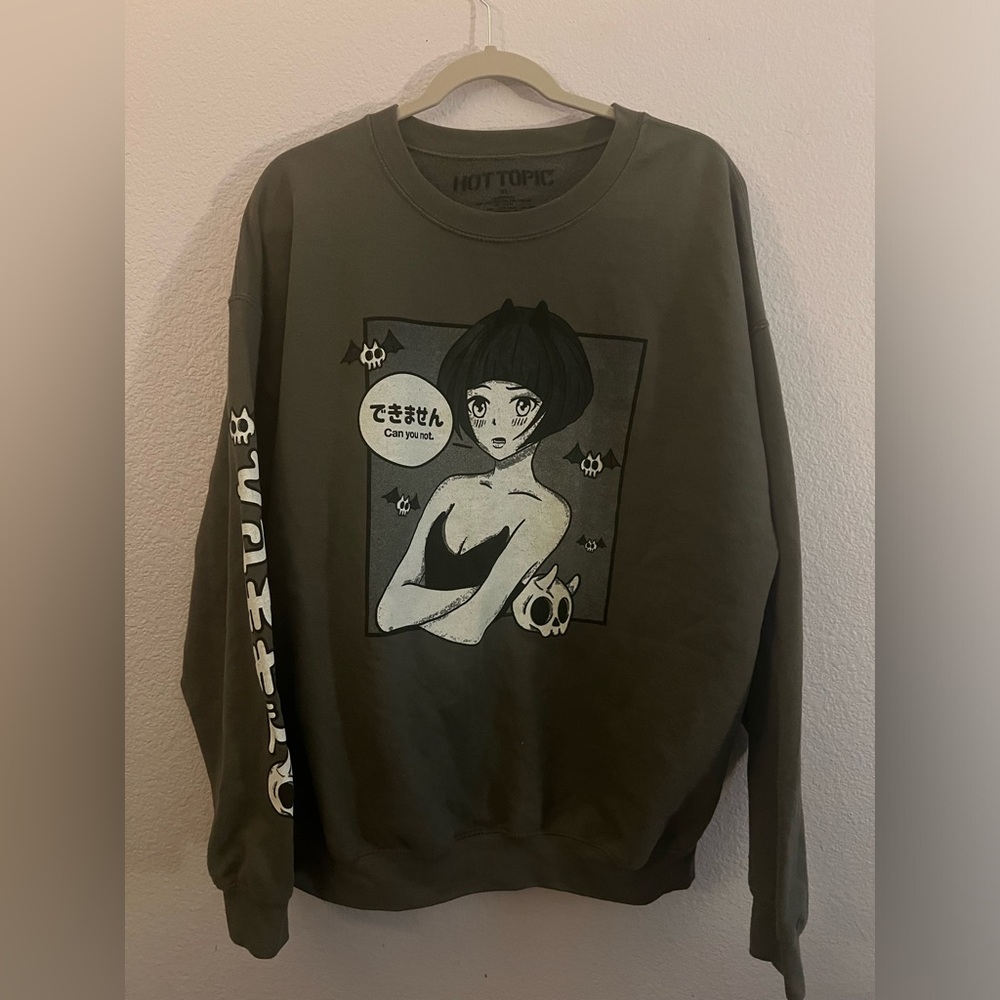 Grey Goth Anime Crewneck Sweater